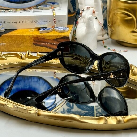 🆕 VIVIENNE WESTWOOD 🧿NWOT VW805 03  Black Glitter Acetate Cat Eye Sunglasses - Picture 7 of 15